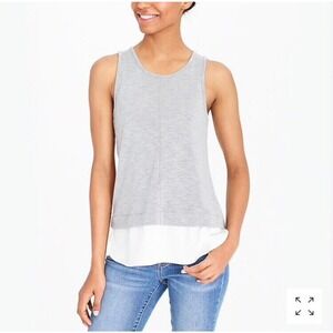 J.Crew Factory EUC Drapy Tank Top with Silky Hem Size XXS Open Back Gray White
